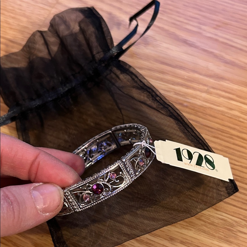 1928 Silver Bracelet with Red Accents